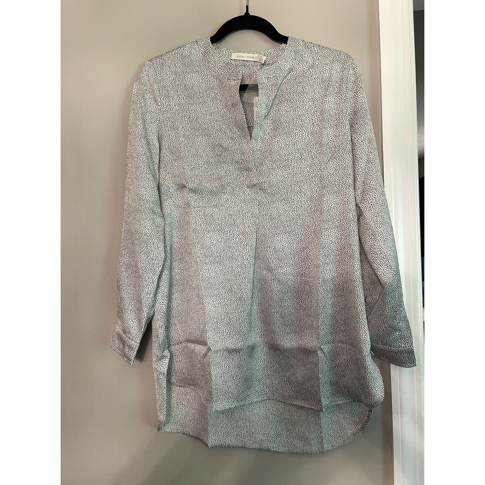 Bishop + Young Anthropologie Womens Tunic Top Size XS Printed White Micro Dot